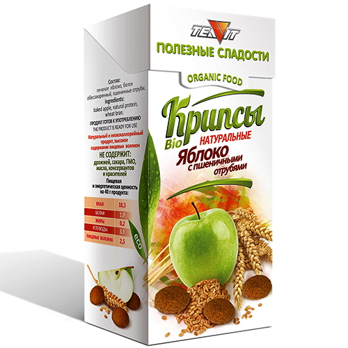 Крипсы яблочные с ОТРУБЯМИ, 30 гр