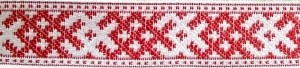 Лента отд. жаккард Славянский оберег, красная на белом 9321-1, 24 мм