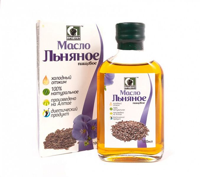 Масло нерафинированное пищевое льняное "Сибирское", 100 мл, стекло