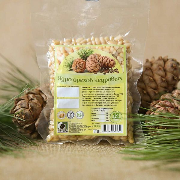 Ядро орехов кедровых сибирских, 100 гр, вакуум